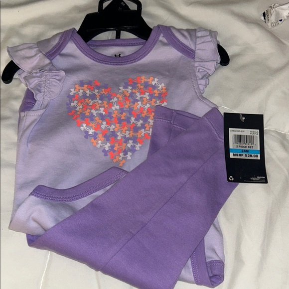 Under Armour Kids Lavender and Orange Heart Set - Picture 1 of 1